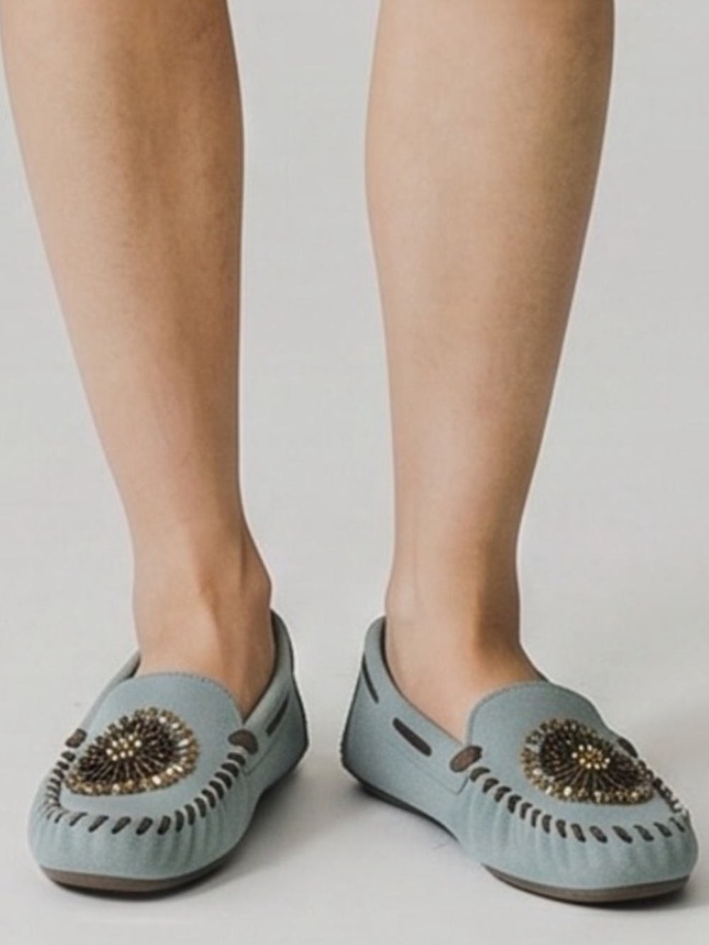 Aerosoles Jamboline Green Moccasins Beaded Medallion Festival Vibe Shoes US 6.5